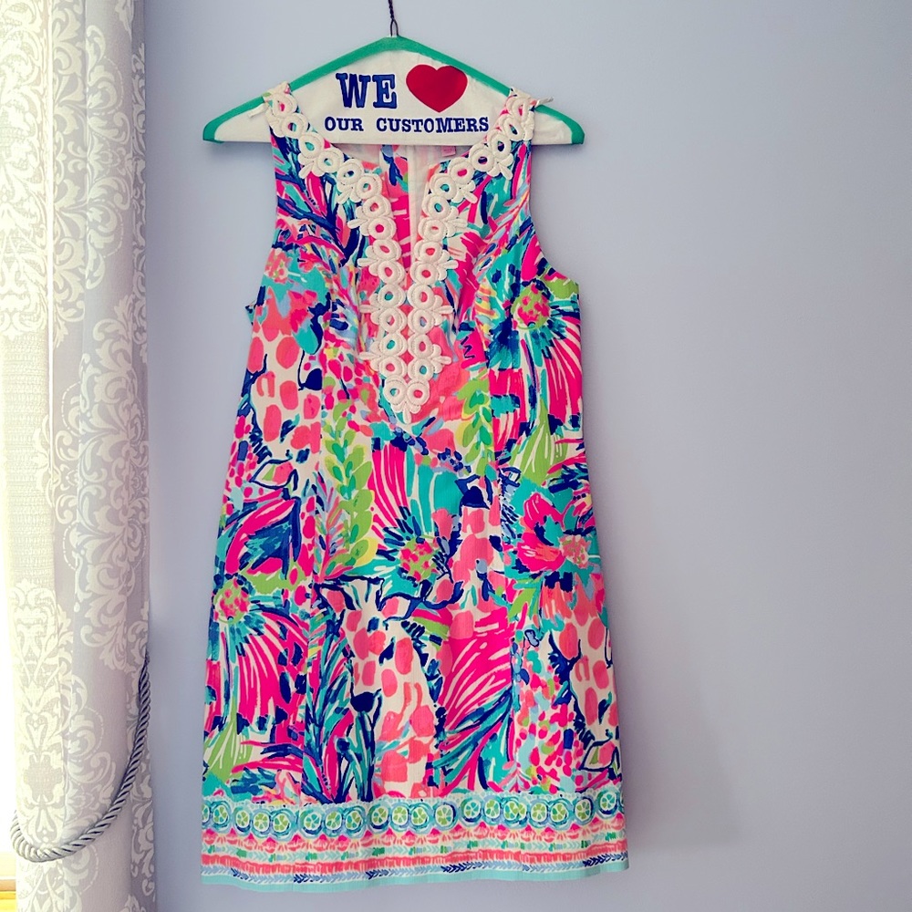 UNICORN LILLY PULITZER SHIFT DRESS IN GUMBO LIMBO SIZE 2